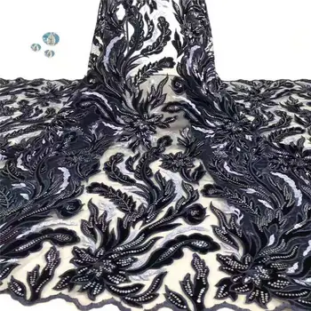 

Lake Blue Latest Nigerian 3 D Tulle Lace 2019 French Net Sequin Lace Fabric For Nigerian Wedding Embroidery African Lace L2559B-