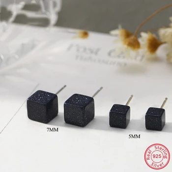 

ZS Real 925 Silver Cube Shape Stud Earrings For Women Ear Conch Helix Piercing Earring Dark Purple Cube Earrings Silver Jewelry