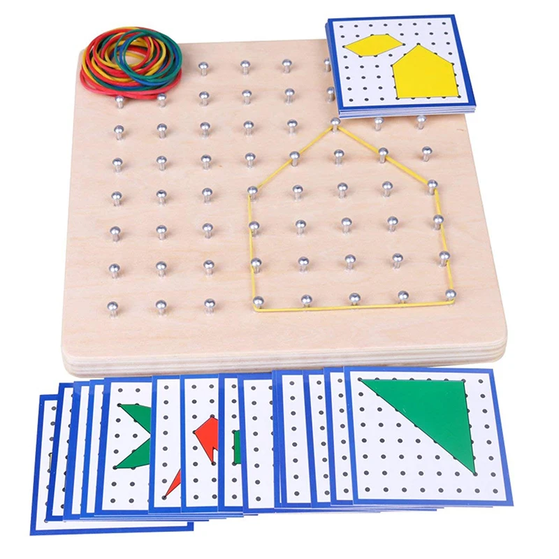 

Baby Toy Montessori Creative Graphics Rubber Tie Nail Boards with Cards Childhood Education Preschool Kids Brinquedos Juguetes