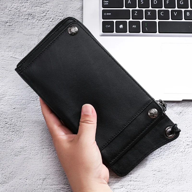 

New Style Fashion Wallet Men's Long Genuine Leather First Layer Cow Leather Wallet Men Leather Wallet Soft Leather Card Bit More