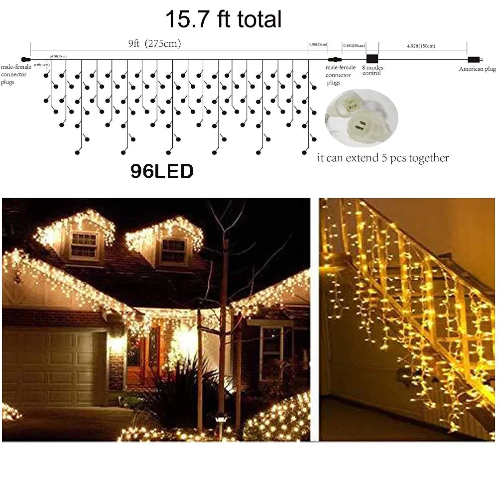 Подключаемый 4 м гирлянда занавеска сосулька струнный светильник s Сказочный светильник s рождественские лампы Сосулька светильник сад Свадебная вечеринка украшение