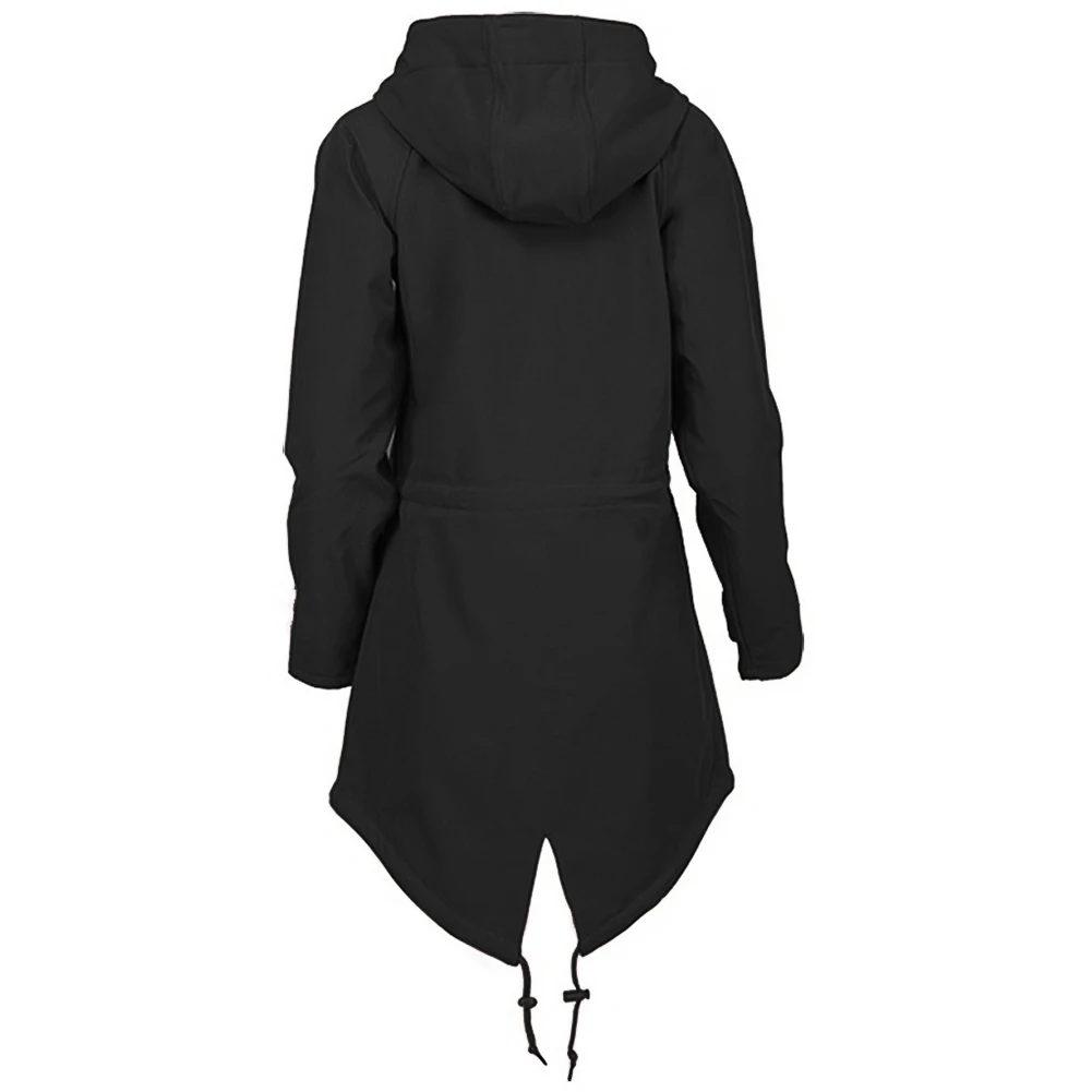 

Outdoor Winter Camping Zipper Solid Color Long Sleeve Thickened Women Hiking Jacket Polyester Soft Windproof Hooded Drawstring