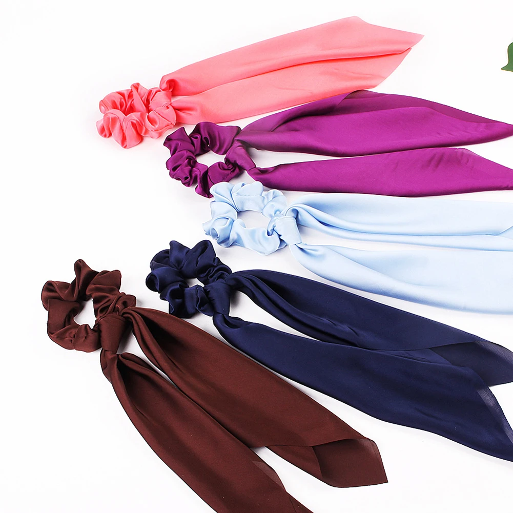 DIY цветочный принт женский шарф для волос атласные эластичные резинки для волос богемный бант лента для волос веревки для волос резинки для волос для девочек резинки для волос