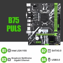 Aliexpress - HUANANZHI B75 PLUS V3.1 Motherboard M-ATX For Intel LGA 1155 i3 i5 i7 DDR3 1600MHz 16GB SATA USB 3.0 PCI-E VGA HDMI-Compatible