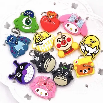 

Cartoon Totoro Silicone Protective Key Case Cover For Key Control Dust Cover Holder Animation Figures key Pendant Key Holder