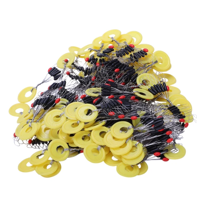 

700 Pcs/100 Groups Fishing Bobber Stopper 7 In 1 Black Rubber Oval Float Space Bead Connector Fishing Gear For 1.5-3.0# Line