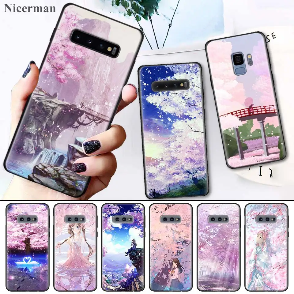 

Anime Plum Cherry Blossom Girl Case Cover Coque for Samsung Galaxy S8 S9 S10 S10e 5G Note 8 9 10 5G Plus S7 S7 Edge S8+ S9+ S10+