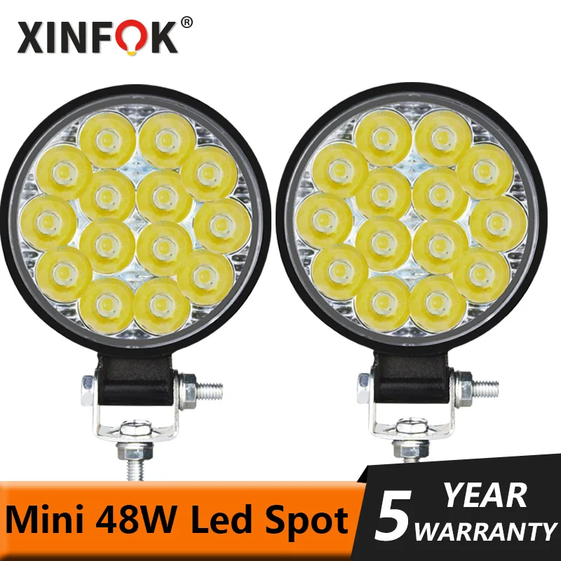 42W 6500K Circular Waterproof LED Work Light Car Headlight Bulbs for Off-Road Suv Boat 4X4 Truck