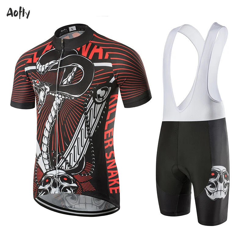 Aofly 2020 Summer New male Bicycle Straps BIB Shorts Cycling 9D Gel Men's Viper Style Top Red Black Skull Pants | Спорт и
