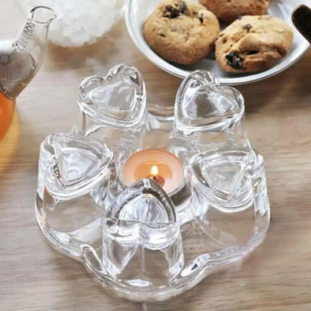 Heart Shape Resistance Glass Flower Teapots Candle Heater Warmer Tea