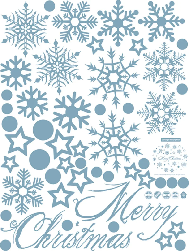 Merry Christmas Snowflake Window Sticker Frozen Party Winter Wall Stickers DIY Happy New Year Xmas Decor Shop Window Ornaments