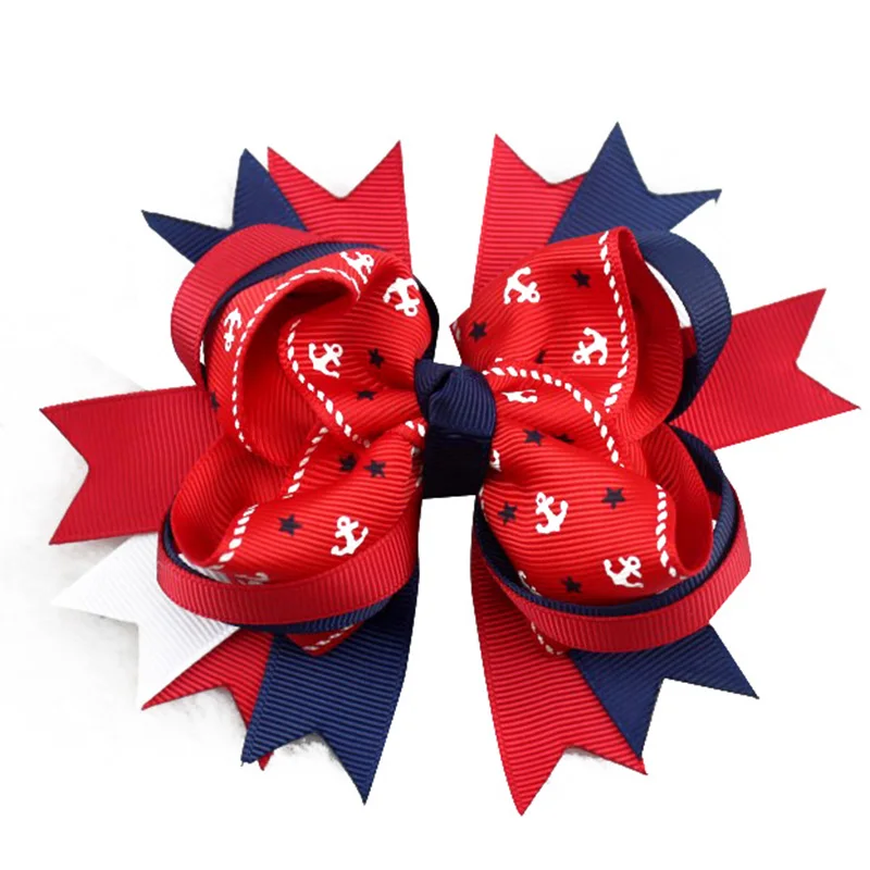 Adogirl красивые кленовые листья HairBow ручной работы маленькие звезды печатные заколки национальный флаг цвет Бутик Аксессуары для волос