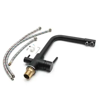 

Black 1/2" Copper Kitchen Sink Basin Faucet Mixer Double Water Taps Double Handles Basin Mixer Water Taps Bathroom Fixture