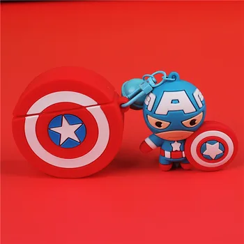 

Cute Cartoon For Apple Airpods 2 1 Case Silicone Marvel Captain America Batman Headphones Cover Portable Earphones Case Box Bags