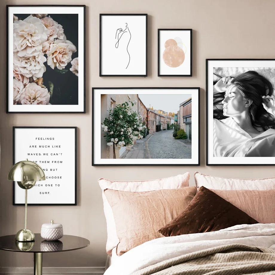 

Peony Abstract Line Girl Wall Art Print Canvas Painting Nordic Canvas Posters And Prints Modern Wall Pictures For Living Room