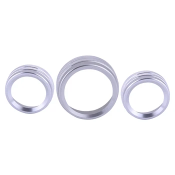 

3Pcs Silver Interior Mouldings AC Radio Switch Knob Ring Trim Cover Decor Fit For Dodge Challenger 2015 2016 2017 2018 2019