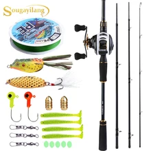 Sougayilang 2.1M Fishing Rod with Reel Combos Portable 4 Piece Medium Power Carbon Travel Fishing Pole Reel Lure Line Combo