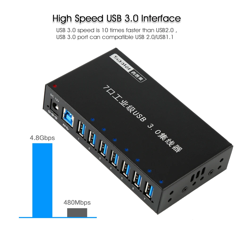 Sipolar Алюминий 7 Порты и разъёмы s USB 3 0 Зарядное устройство концентратор мульти