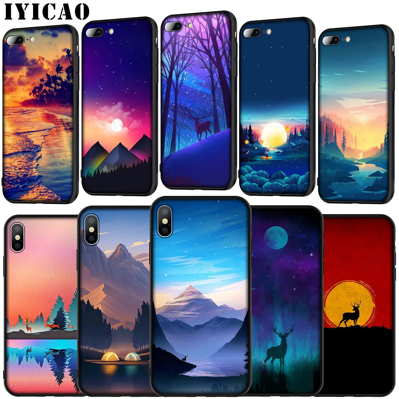 IYICAO Colorful Nature View Soft Silicone Cover Case for Huawei P30 P20 Pro P10 P9 Lite Mini 2017 2016 P Smart Z Plus 2019 |