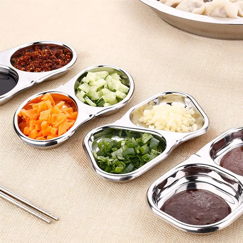 Practical Hot Pot Dipping Bowl Stainless Steel Sauce Dish Seasoning Dish Saucer Appetizer Plates