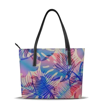 

Women Shoulder Bag Monstera And Banana Leaf Women Handbags PU Leather Large Capacity Tote Bag Casual Tote women Messenger bag