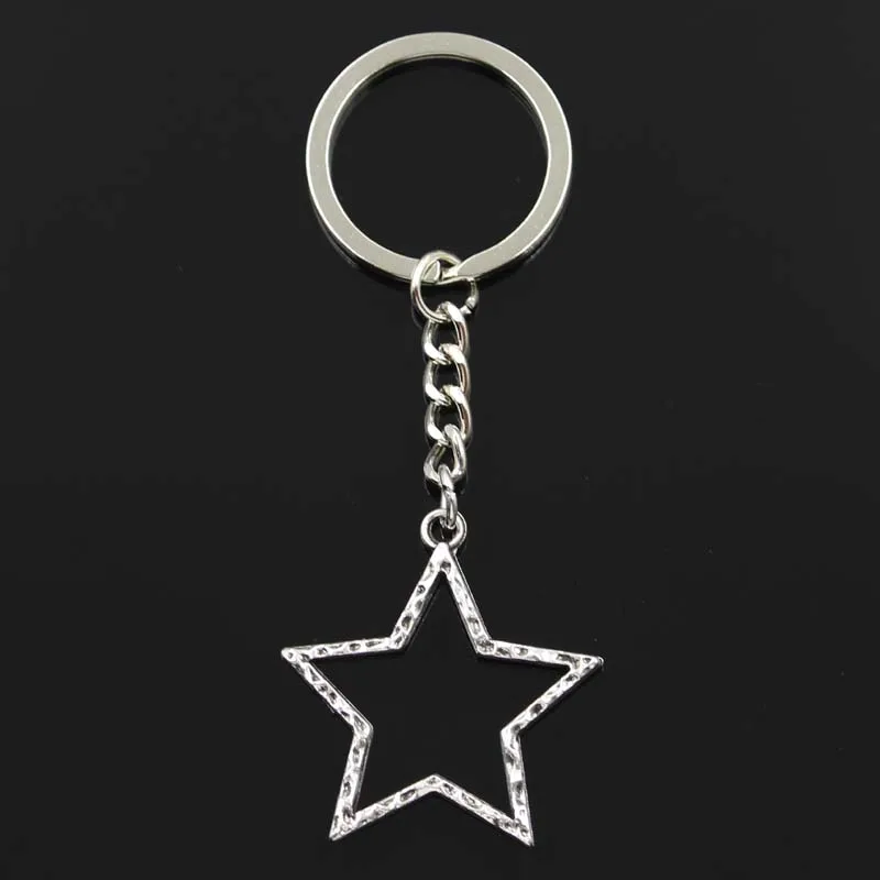 New Fashion Keychain 37x35mm Big Hollow Star Pendants DIY Men Silver Color Car Key Chain Ring Holder Souvenir For Gift | Украшения и