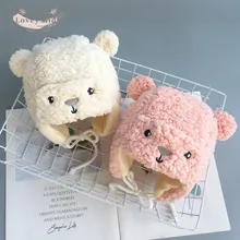 

2020 Winter Warm Baby Boy Girl Hat 4-12Month Cap Toddler Children Soft Cartoon Cute Bear Warmer Cashmere Snow Wear Ear Hat
