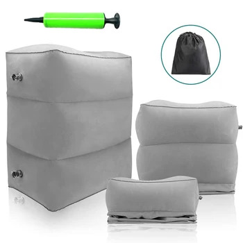 

Travel Inflatable Foot Rest Pillow Foot Pad Adjustable Height Portable Leg Rest Cushion Airplane Car Office Free Air Pump