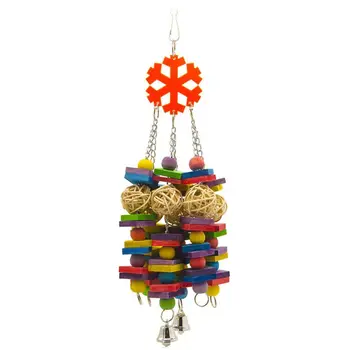 

Bird Swing Hanging Parrot Sepak Takraw Blocks Toys with Bells Chewing String