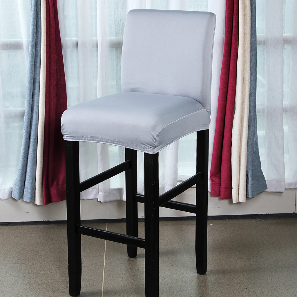 Solid Color Dining Room Chair Seat Cover Bar Stool Slipcover Party Decor