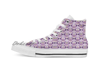 

Retro Owls Purple Custom Casual High Top lace-up Canvas shoes sneakers Drop shipping