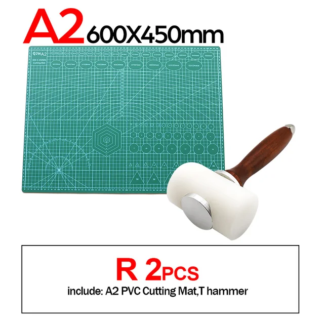 Professional Self-Healing, Double-Sided PVC Cutting Mat, Rotary Blade Compatible, Hammer,Hole Punches Leather Tool Set Sewing 3