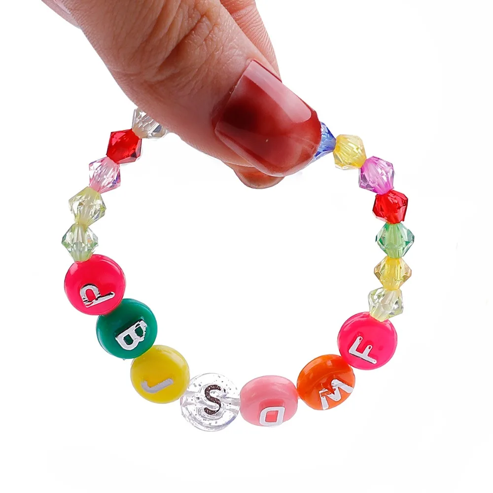 50-100PCS Mixed 10x6mm Buchstaben Acryl Perle Runde Flache Alphabet Lose Spacer Perlen Für Schmuck handgemachte DIY Armband – Detail 5