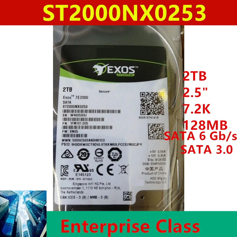 

New HDD For Seagate Brand 2TB 2.5" 7.2K SATA 6 Gb/s 128MB For Internal HDD For Enterprise Class HDD For ST2000NX0253