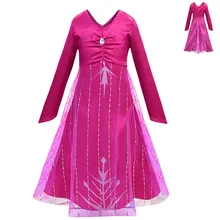 Платье Эльзы; 2 платья для девочек; костюм; зимнее детское платье принцессы на день рождения; вечерние костюмы Анны с длинными рукавами; вечерняя одежда