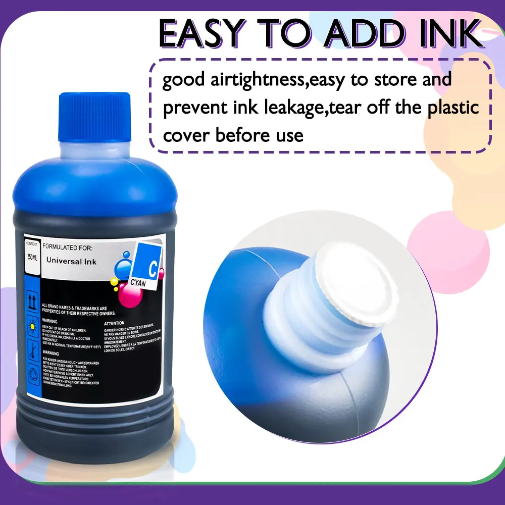 Dye Ink Refill 250ml Compatible HP Canon Epson Brother Printers Cartridges For HP301/302/21XL dye ink kit,ink refill kit,dye ink refill,inkjet printer ink,ink cartridge refill kit,ink refill