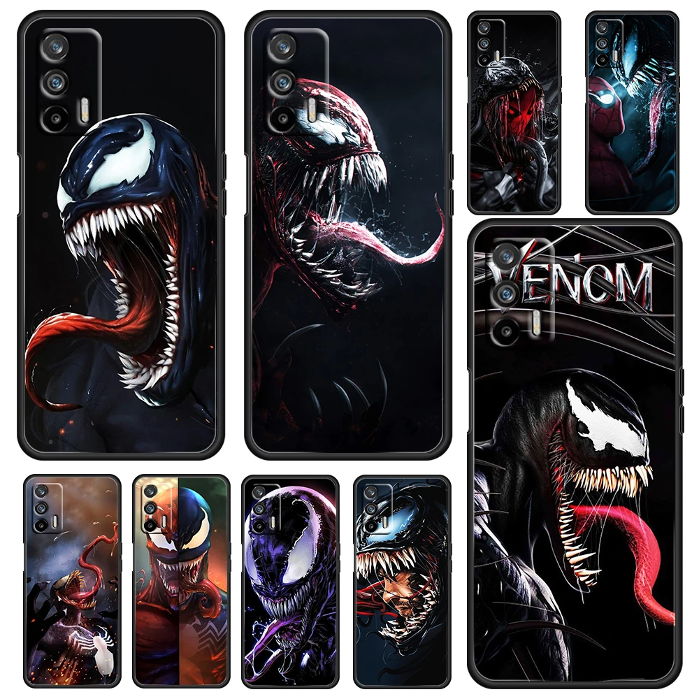 Мягкий черный чехол для телефона с принтом Venom Marvel Hero OPPO Realme GT Explorer Master Neo Flash Edition C21