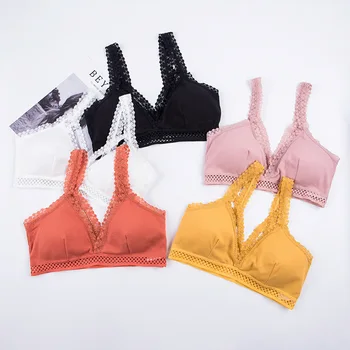 

New Fashion Women Tube Tops Sexy Bra Wrapped Chest Lace Bralette Cropped Top Solid Color Wireless Underwear