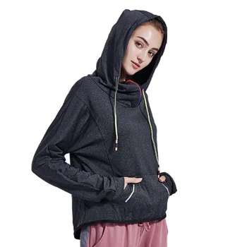 

Fashion Women Pullovers Sportwear Tops Solid Long Sleeve Autumn Hooded Sweatshirt Quick Dry Training Breathable