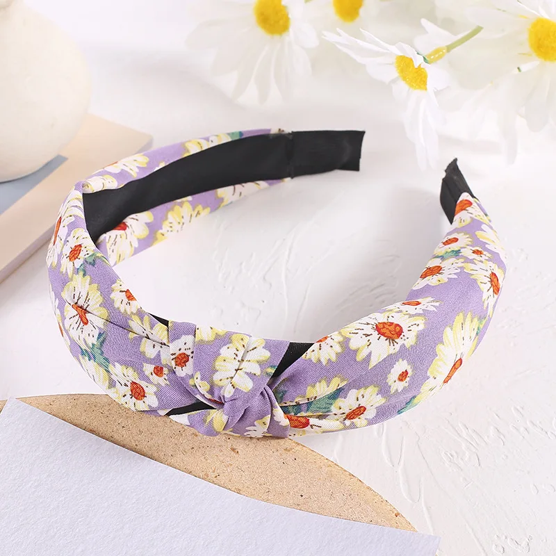 pearl hair clip New Floral Print Women Headband Cross Knot Hair Hoop Wide Side Head Hoop Cloth Fabric Hairband Bow Headwrap Hair Accessories hair band for women Hair Accessories