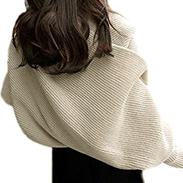 Женский вязаный шарф для девочки с рукавом, зимний плотный теплый Модный повседневный однотонный шарф уникального дизайна, шерстяные шарфы