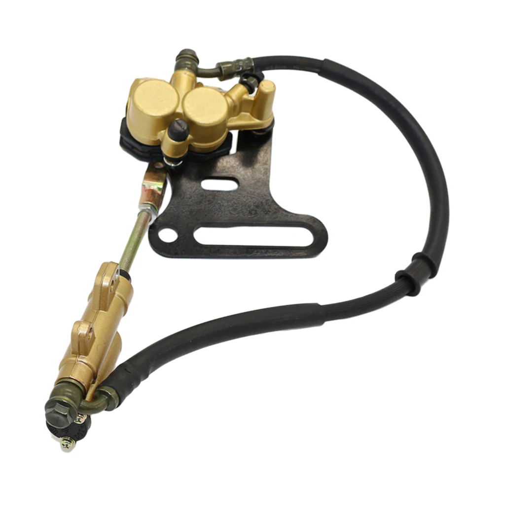 12mm Rear Disc Hydraulic Brake Assembly Caliper Master Cylinder with Pad for 50cc-125cc ATV Go Kart Quad (Golden)