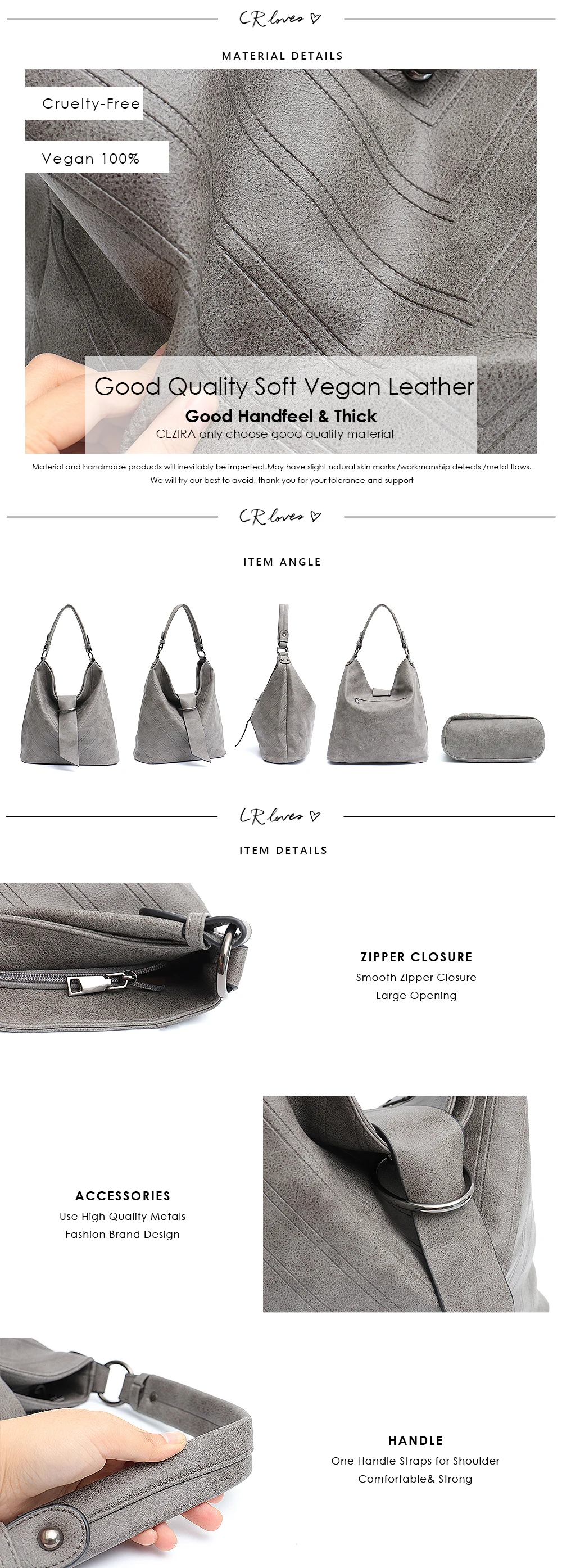 CEZIRA, брендовая дизайнерская женская сумка, модная, из Веганской кожи, Хобо, Большая вместительная сумка на плечо, сумка-вкладыш, Женская Повседневная Сумочка через плечо