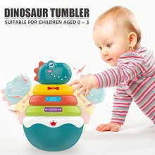 

Stacking Rings Wobbler for Develop Hand-Eye Coordination Musical Wobbler Interactive Nesting Circle Toy for 0-3 Years Old Baby