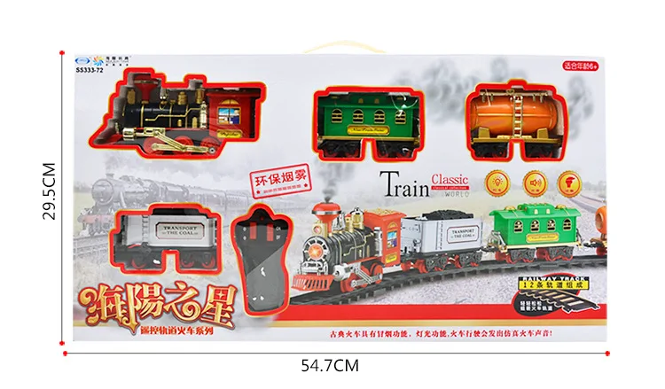 Рождественский электрический вагон набор игрушек-поезд детский Электрический Железнодорожный Поезд настоящий дым подлинные огни и звуки игрушка Рождественский подарок