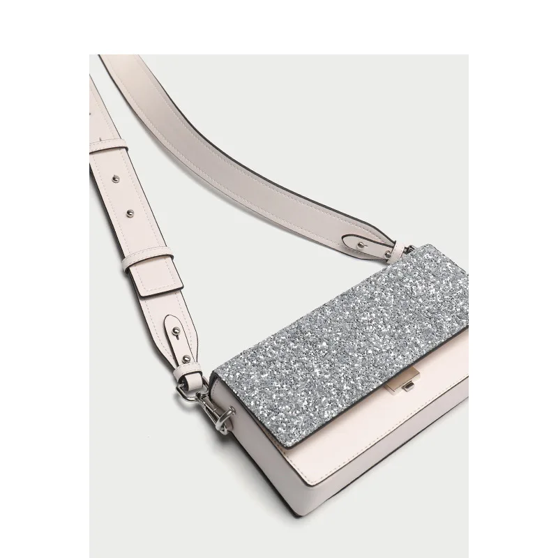 

Leather Woman Bag Wide Shoulder Bright Piece Cowhide Small Square Bag 2019 Summer Single Shoulder Bag Oblique Satchel Bag