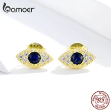 Bamoer глаз золотого цвета серьги гвоздики для женщин стерлингового серебра 925 CZ звезда серьги женские Bijoux Brincos SCE805