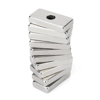 

10Pcs N35 Rectangular-shaped Rare Earth Neodymium Magnety with 4mm Hole Strong-magnetic 20x10x4mm