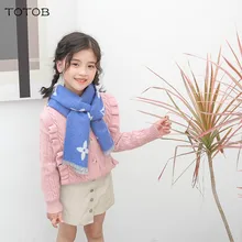 Зимний шарф для мальчиков и девочек, женский классический короткий нагрудник с принтом «Четыре травы», имитация кашемира