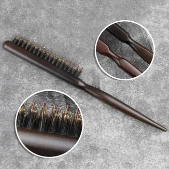 

Hot High Quality Hair Combs Salon Comb Hair Teasing Brush Three Row Natural Boar Bristle Hair Comb Drop Shipping